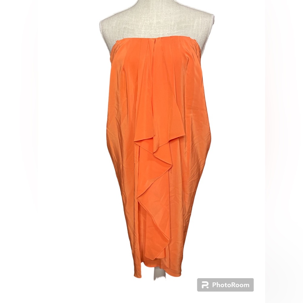 BCBGmaxazeria Strapless 100% Silk Mini Orange Dress
